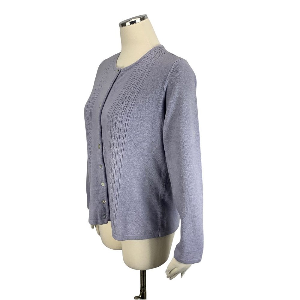 Casual Corner ANNEX LP Cardigan Petite Large Sweater Lilac Purple Soft - Picture 2 of 5